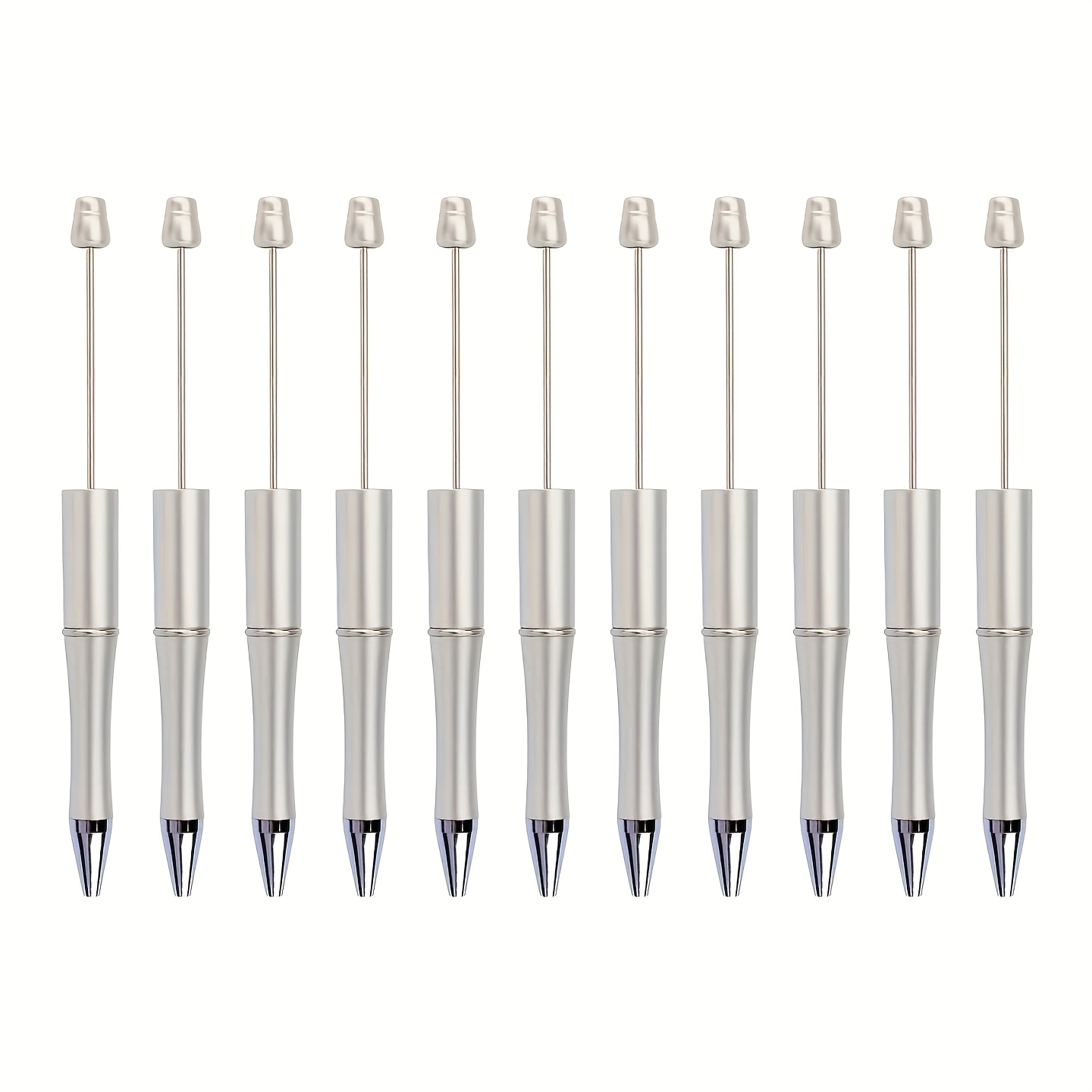 TEMU 11pcs Stylos Cylindriques Multicolores Métalliques Mats | Rouge, Noir, Argenté, Bleu, Doré - Décoration de Perles, Décoration de Bague Argentée