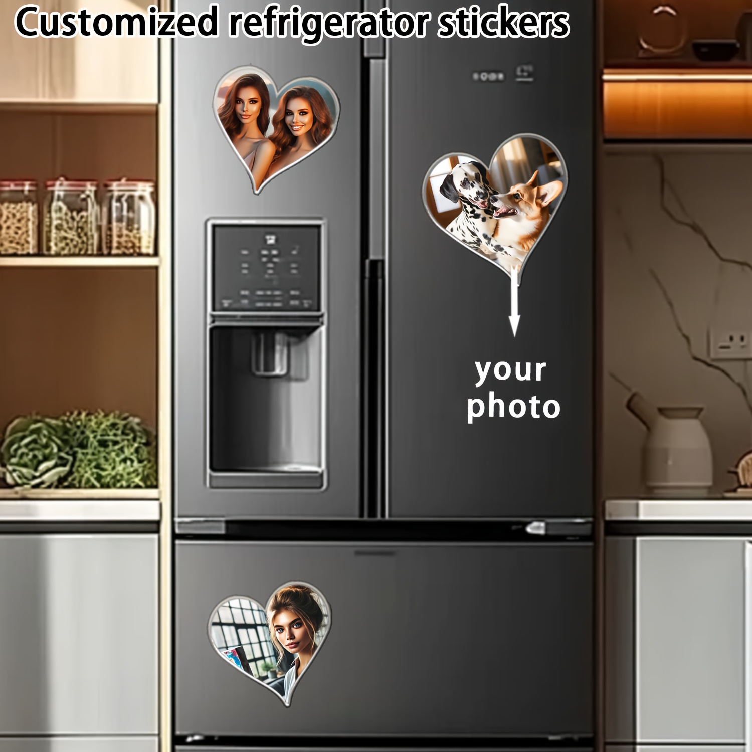 

1pc/3pcs Custom Photo Heart-shaped Acrylic Refrigerator Magnets - Personalized Magnetic Picture Frames For Family, Friends, Lovers - Kitchen Decor, Ideal Gifts For Christmas, Halloween, Easter