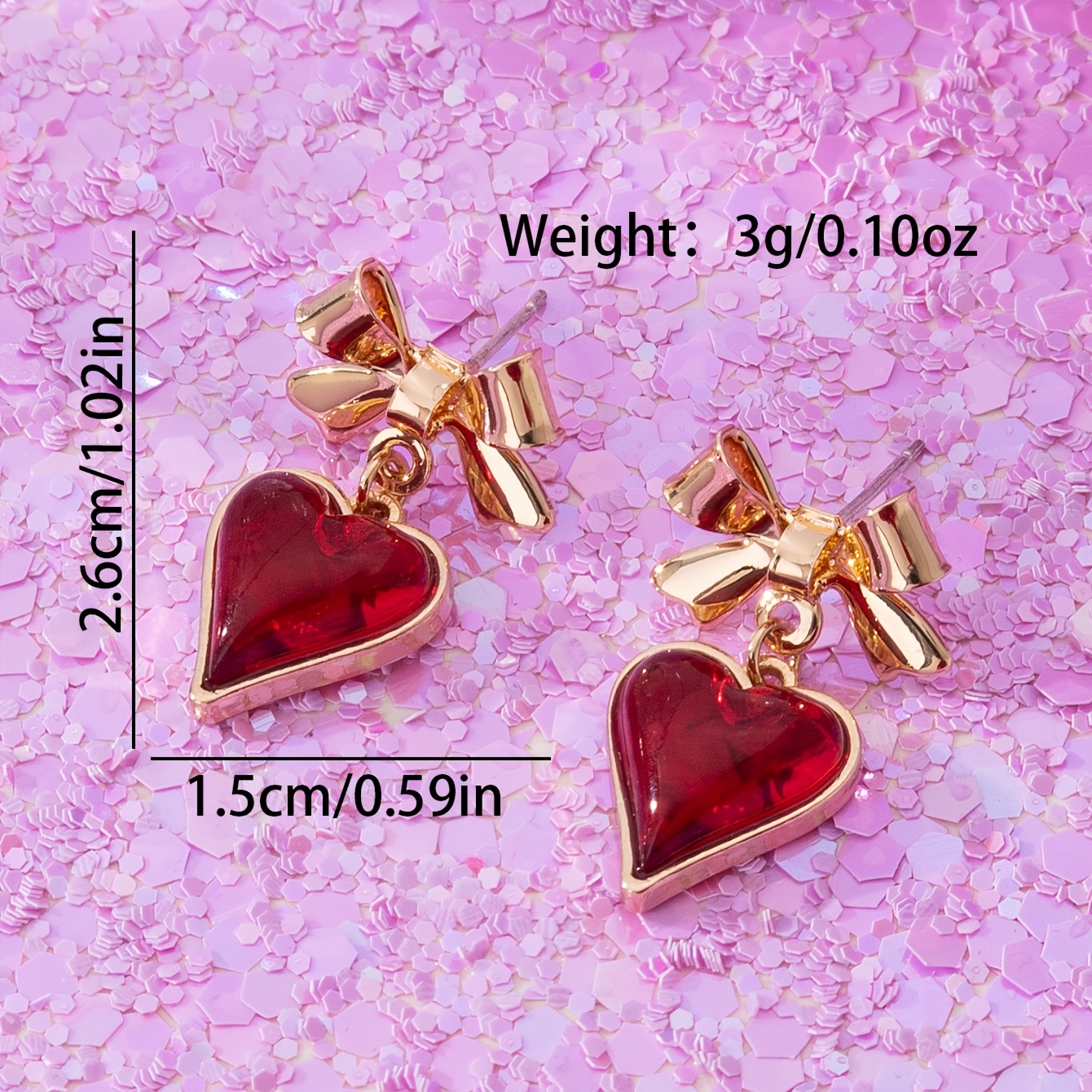 Women's Vintage Heart-Shaped Earrings with Bows, Valentine's Gift