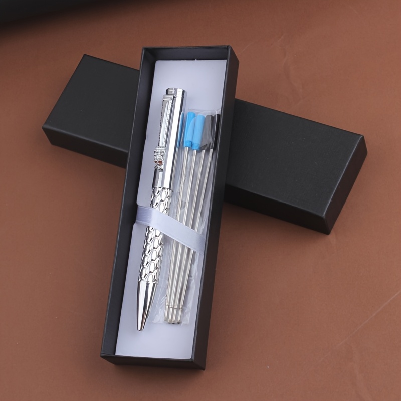 Image of A Gift Box Set Of 1 Ballpoint Pen And 4 Pen Cores, Featuring A Luxurious Dragon Shaped Pen Holder For Ballpoint Pens