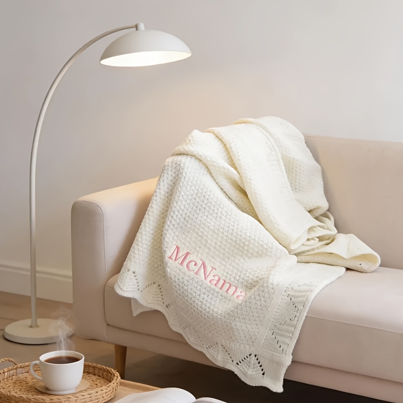 TEMU Embroidered Name Personalized Custom Blanket, Sofa Throw, Lace Blanket, Nap Blanket, Small Throw Blanket, Letter Embroidery Name Customization,