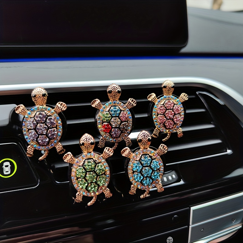 

Turtle Design Car Vent Clip Air Freshener With Artificial Diamonds, Bling Decoration, Universal Fit For Men And Women, Includes Fragrance Pad - 1pc