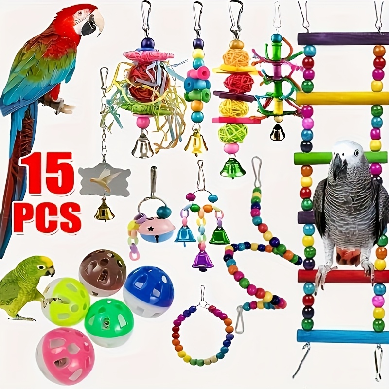 

15 Stuks Parakeet Bird Swings, Parrot Chew Toy, Training Swings, 's Brain With Fun Interactive Toys