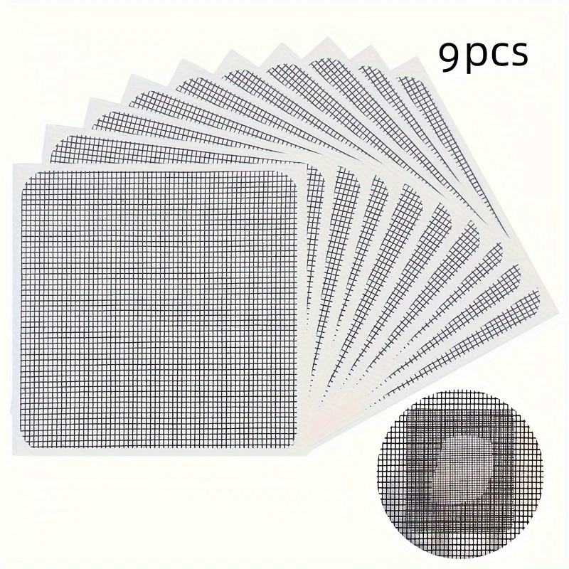 9pcs Window Screen Repair Patch, 3-layer Strong Adhesive Window Screen Mesh Tape, Repair For Window And Door Tears Holes, 10 Patches, 4" X 4" (10cm X 10cm)