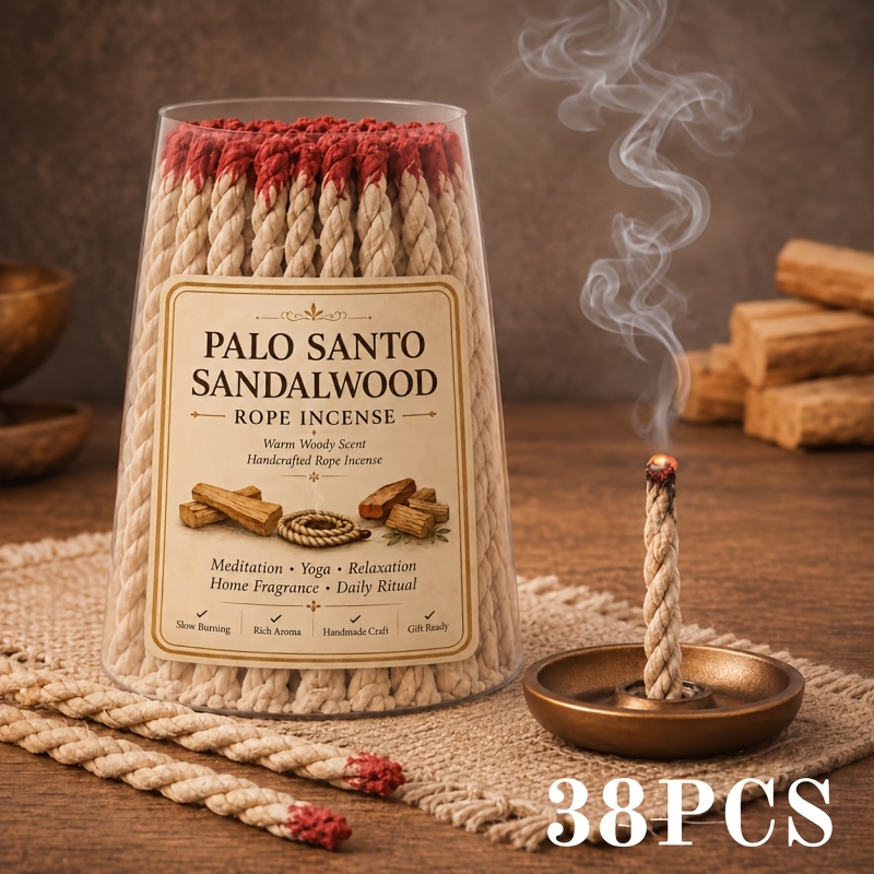 TEMU Wood Mountain Sandal Rope Incense | Nepalese Rope Incense | Natural Slow-burning | Meditation Yoga Purifying | Home Bedroom Living Room Relaxing
