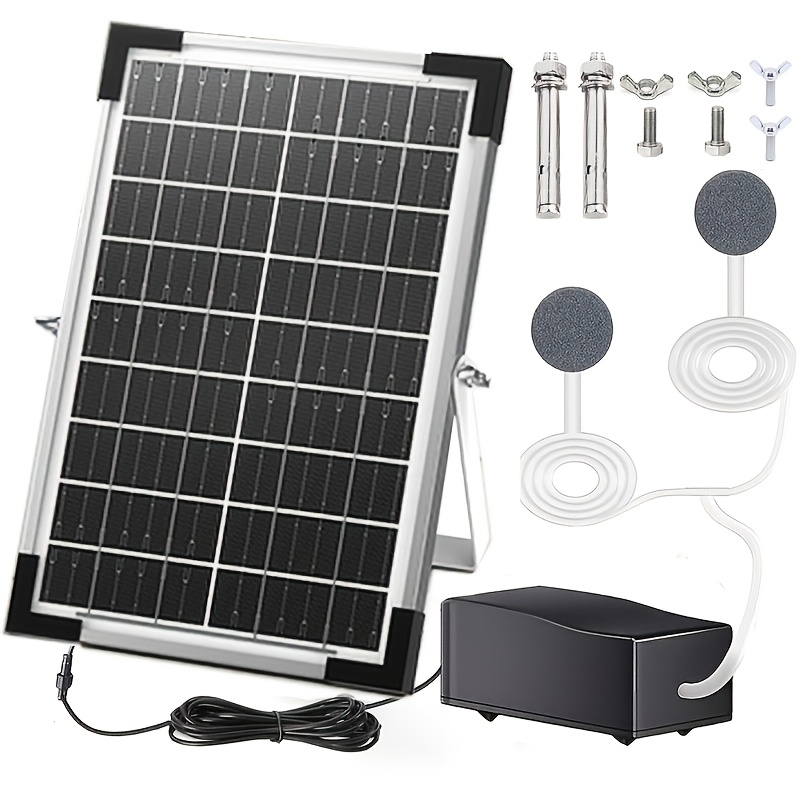 Solar Pond Aerator With 7.4v2500mah Battery Backup, -one Solar Air Pump, 24/7 Continuous Oxygenation, , 3 Bubbler, Portable For & Fish Tanks