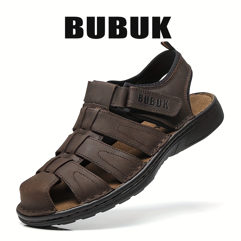 top layer cowhide new mens fashion versatile casual open toe sandals anti slip casual durable   shoes mens summer footwear