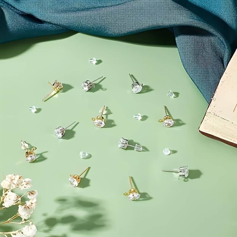100pcs Earring Studs Glass Post with Loop for DIY Jewelry Making
