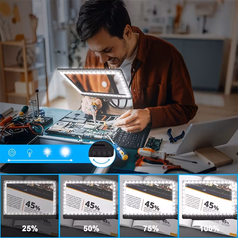 5 free magnifying glass with light 43 leds large page magnifier for reading flexible gooseneck magnifier for neck wear repair sewing elderly Product details 4