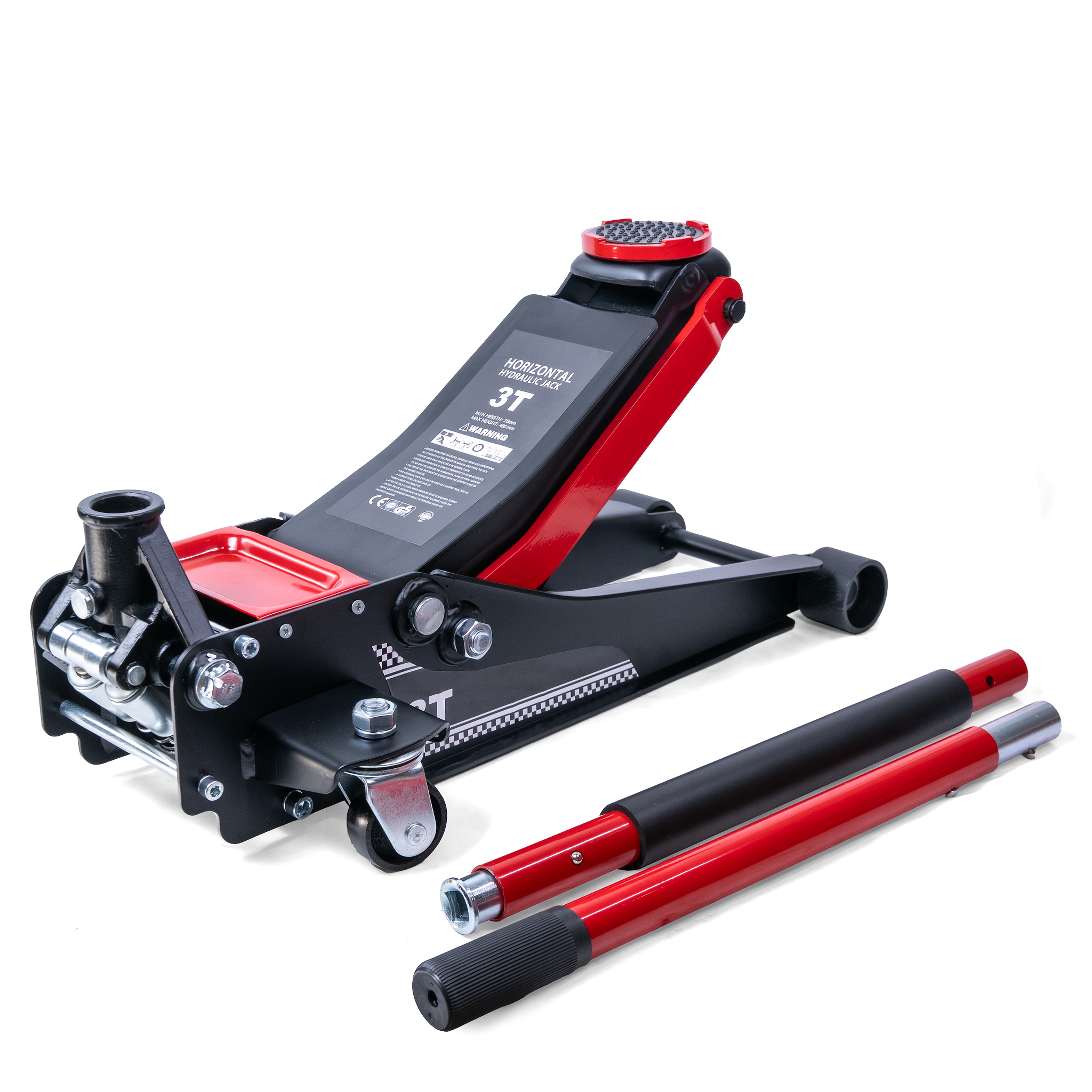 Image of 2.5t/3t Professional Heavy-duty Hydraulic Jack | Built-in To Prevent , Equipped With Wheel And Ergonomic Anti-slip Bar Handle | Suitable For Low-floor Vehicles