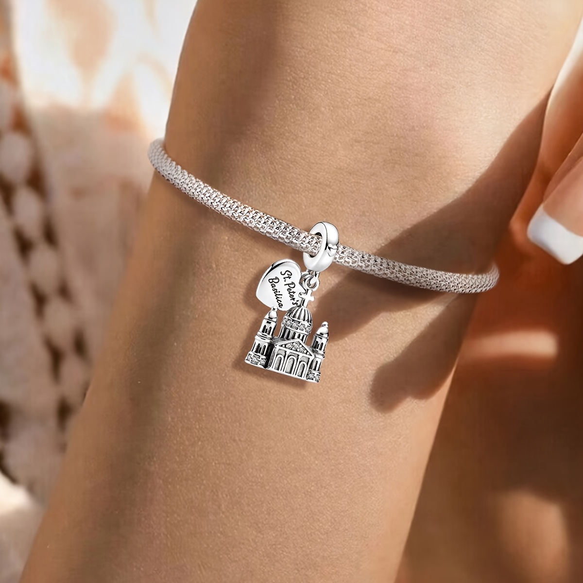 Women's 925 Silver St. Peter's Basilica DIY Beaded Pendant