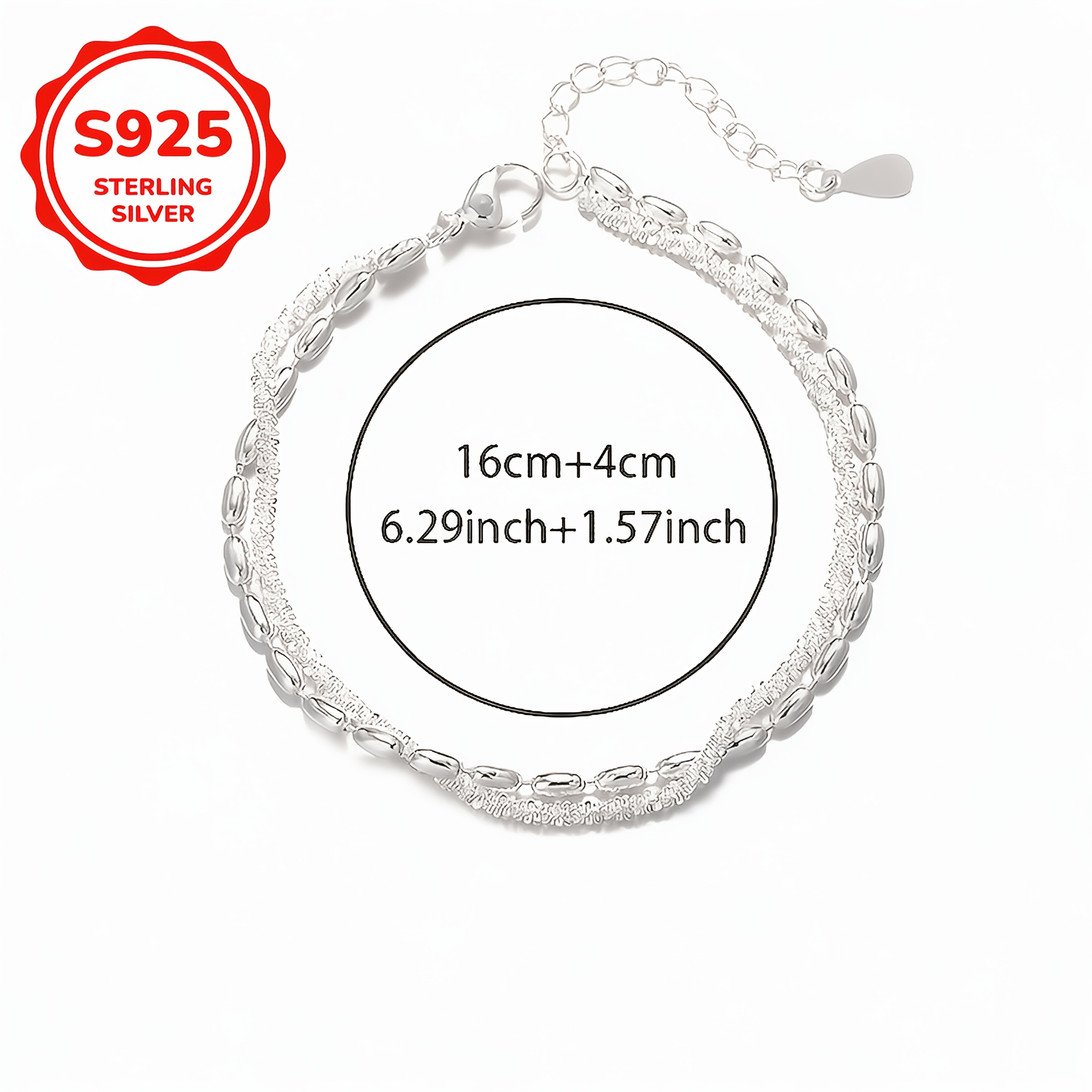 925 Silver Double-Layer Starry Rice Bead Bracelet, Creative Design