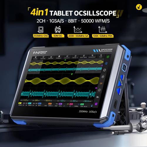 350p 4in1 tablet oscilloscope 2 channel 7 ips oscilloscope 2channel 350mhz 1gsa s generator 50mhz frequency analyzer 60kpt memory depth