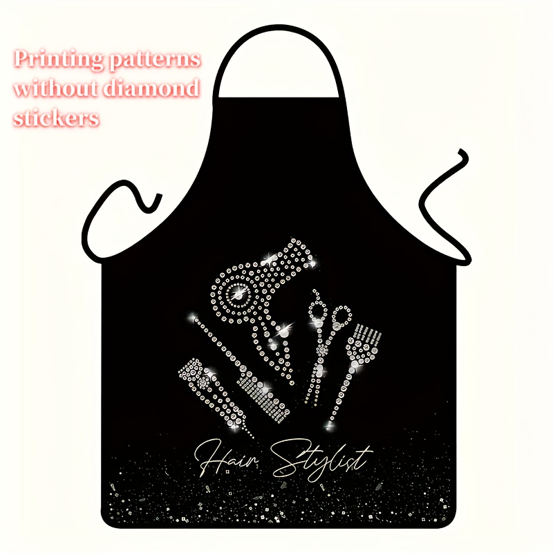 

1pc Stylist Salon Apron, Hair Stylist Tool Print, Adjustable Size, Polyester Woven Fabric, Professional Hairdressing Apron, Perfect Gift For Hairstylists