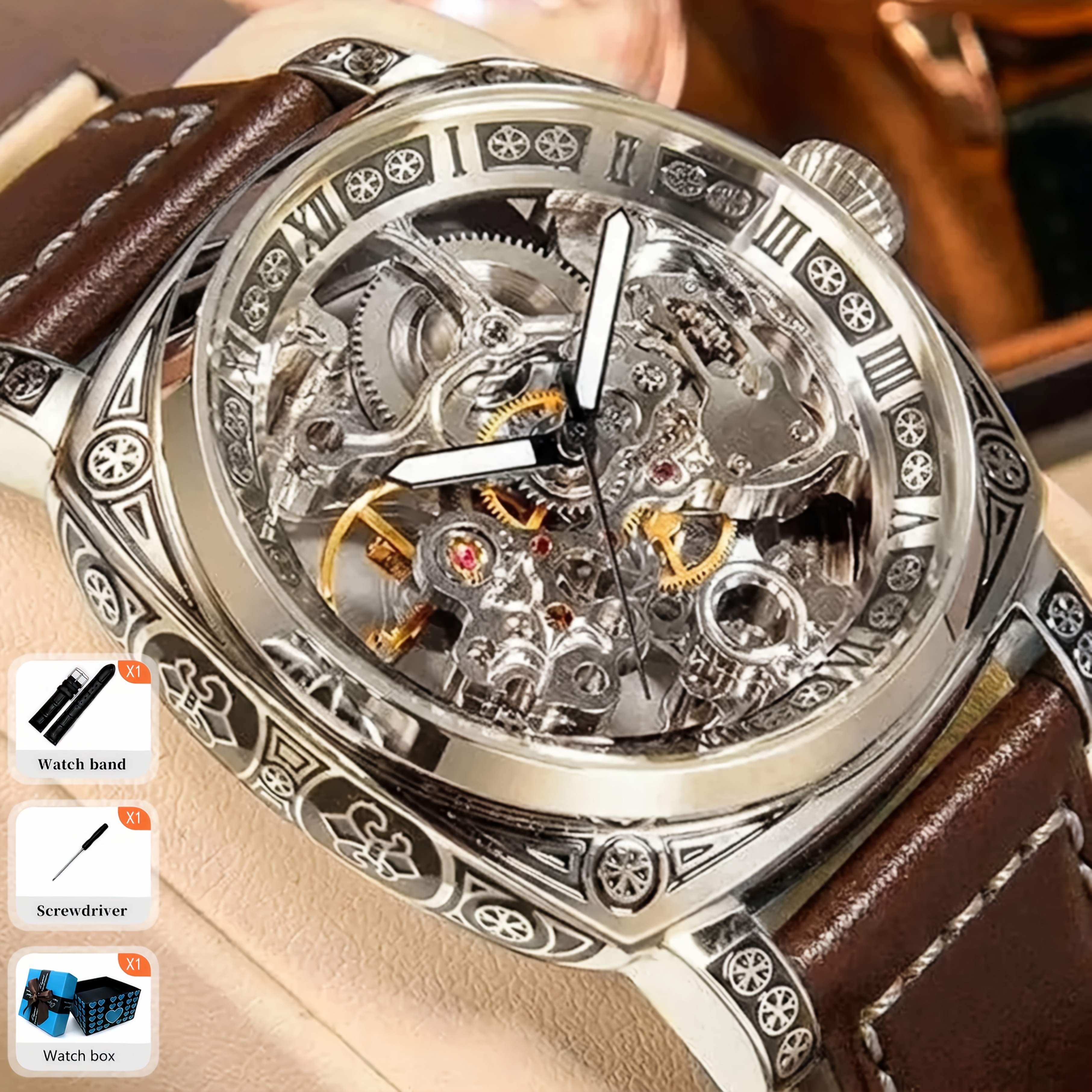 Men's Casual Style Strap Full-Automatic Tourbillon Watch