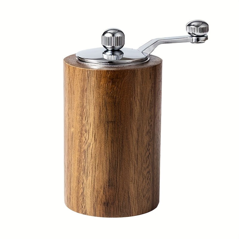 Image of 1pc Hand Crank Pepper Grinder Kitchen Manual Solid Wood Szechuan Black Pepper Mill Home Sea Salt Pepper Powder Grinding Bottle