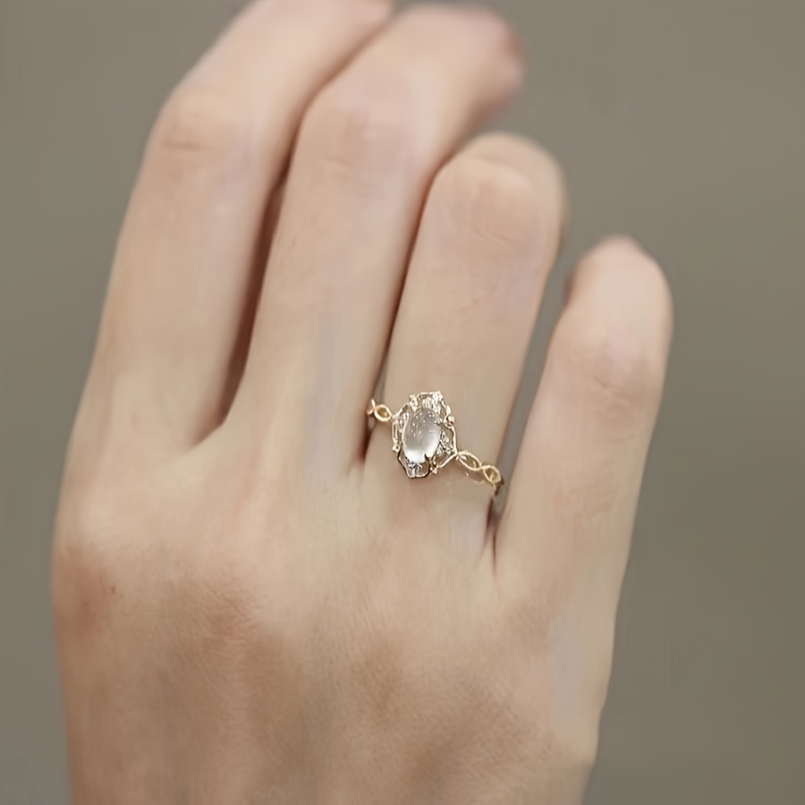 4 Prong Moonstone Engagement Ring for Women
