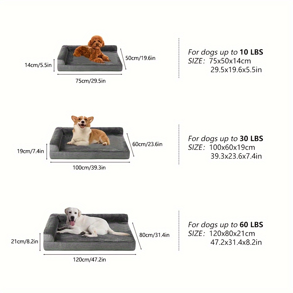 orthopedic dog bed for   plush gray polyester pet bed with ergonomic support durable rectangular design for medium large small extra small breeds pet winter bed plush pet sofa ergonomic pet sofa Product details 1