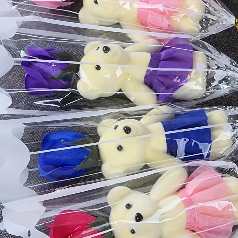 7pcs Romantic Artificial Rose Bouquet Set with Plush Bear | Perfect for Valentine'S Day, Weddings, Birthdays, And Other Occasions - Vibrant Roses Suitable for Home Decor And Special Occasions
