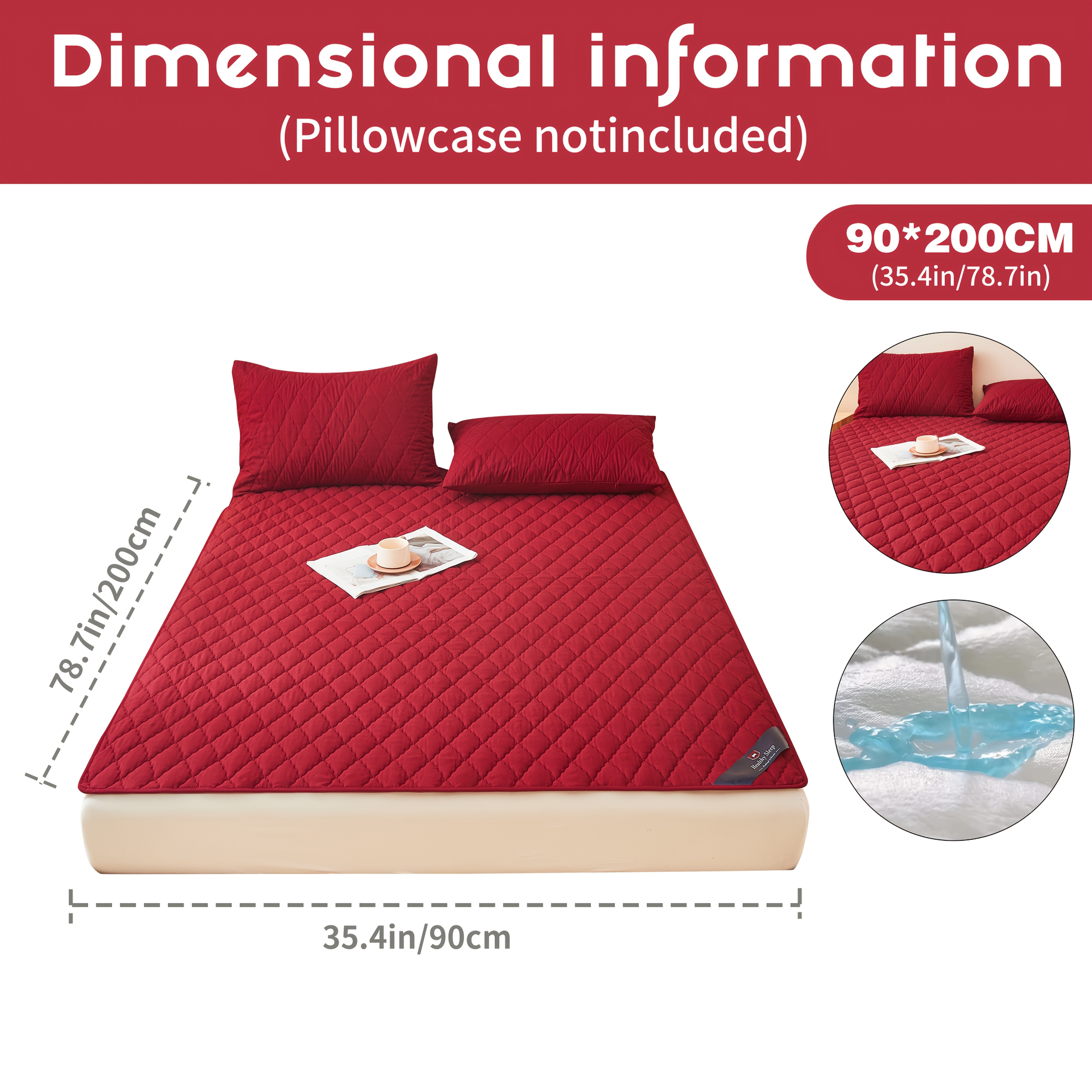 TEMU 1pc Soft And Comfortable Waterproof Moisture-absorbent Mattress Protector Cover, No Pillowcase Or Pillow Insert, Stain-resistant And Dirt-proof