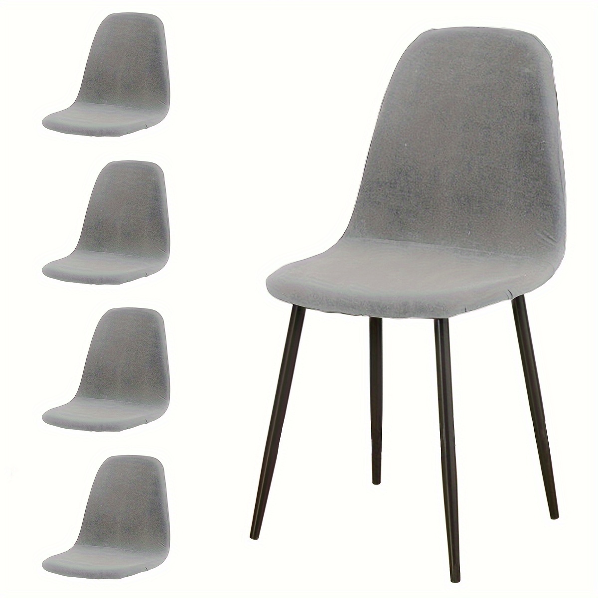 4/6pcs Fiber Fabric Home Bedroom Dining Chair Shell Chair Covers