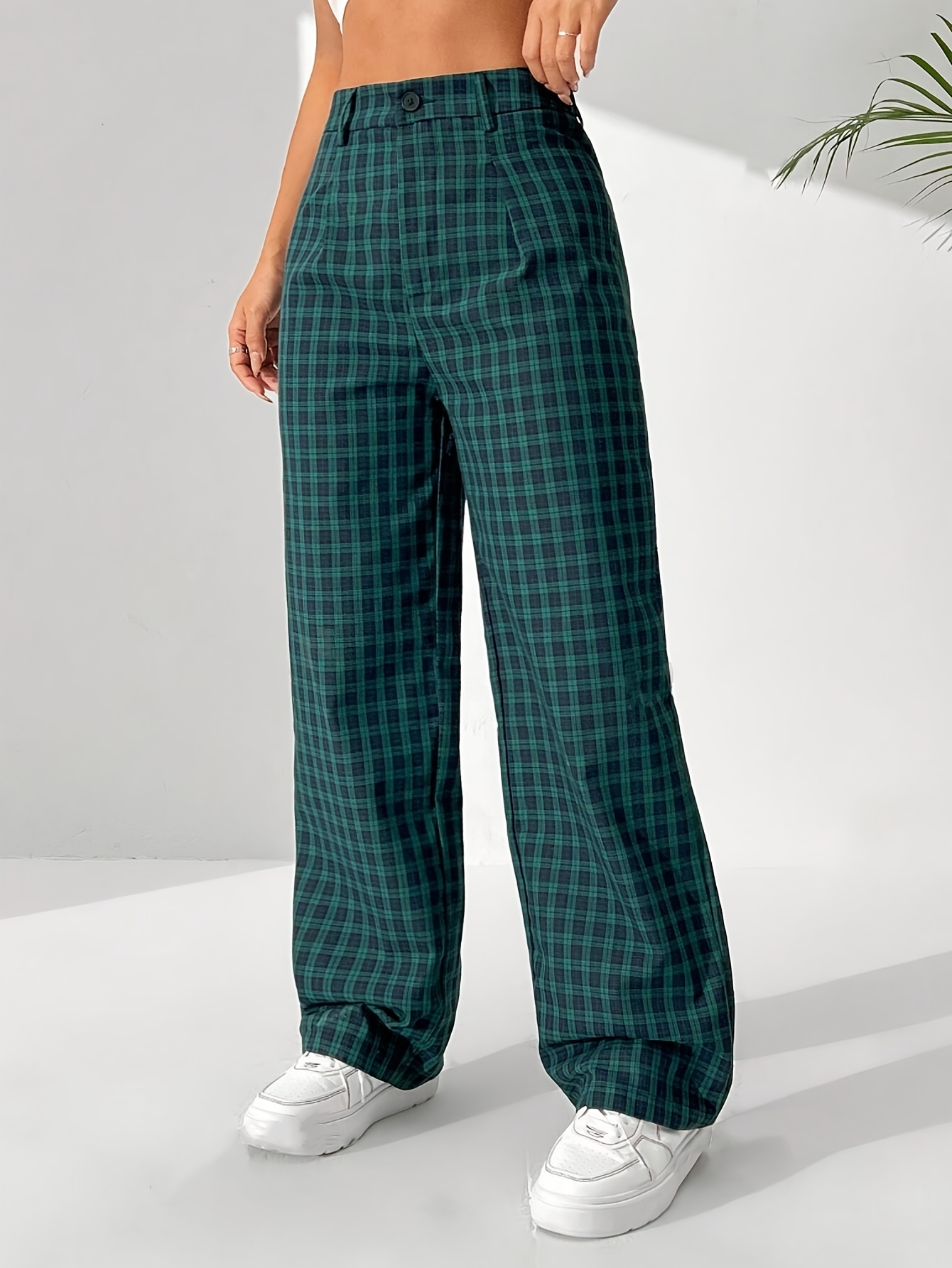 Corduroy Tartan Wide Leg Trousers Adidas Originals Corduroy Tartan