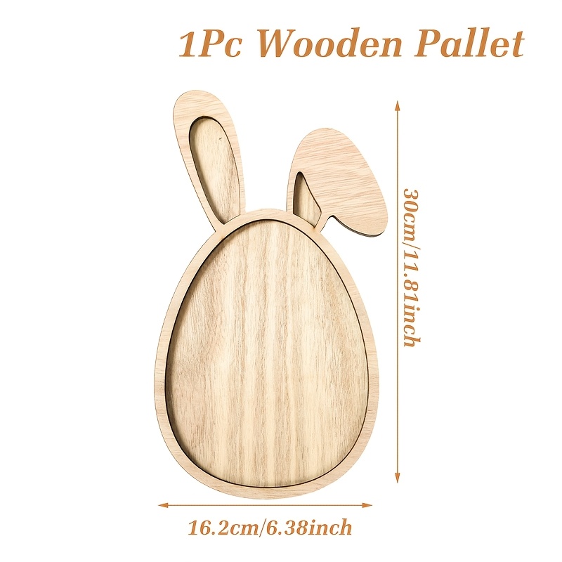 Image of 1pc, Wooden Serving Tray, Festive Easter For Home Decor, Supplies For Easter Celebration, Egg-shaped Decorative Platter, Kitchen Table Accent, Easter Table Ornament (non-food Contact)