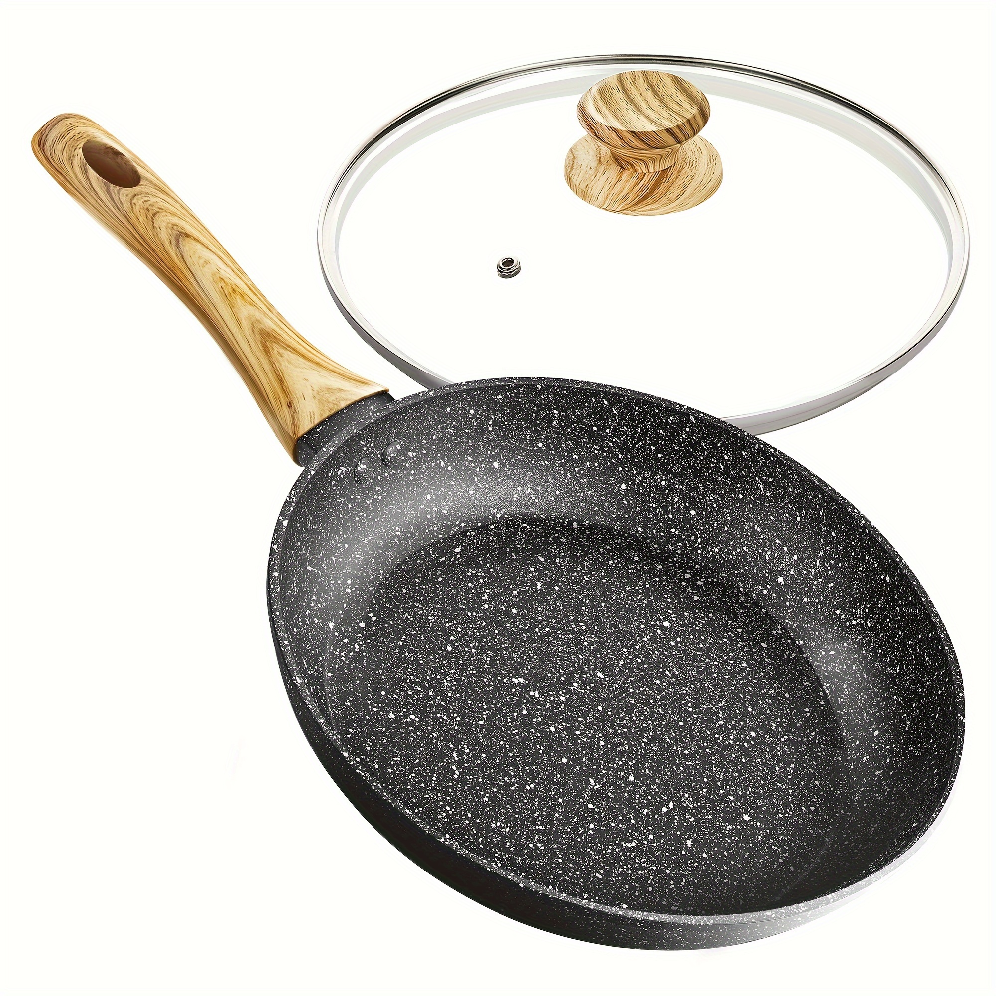 

Nonstick Frying Pan With Lid, 12 Inch Frying Pan With Stone Coating, Large Frying Pan Granite With Bakelite Handle, Induction Compatible