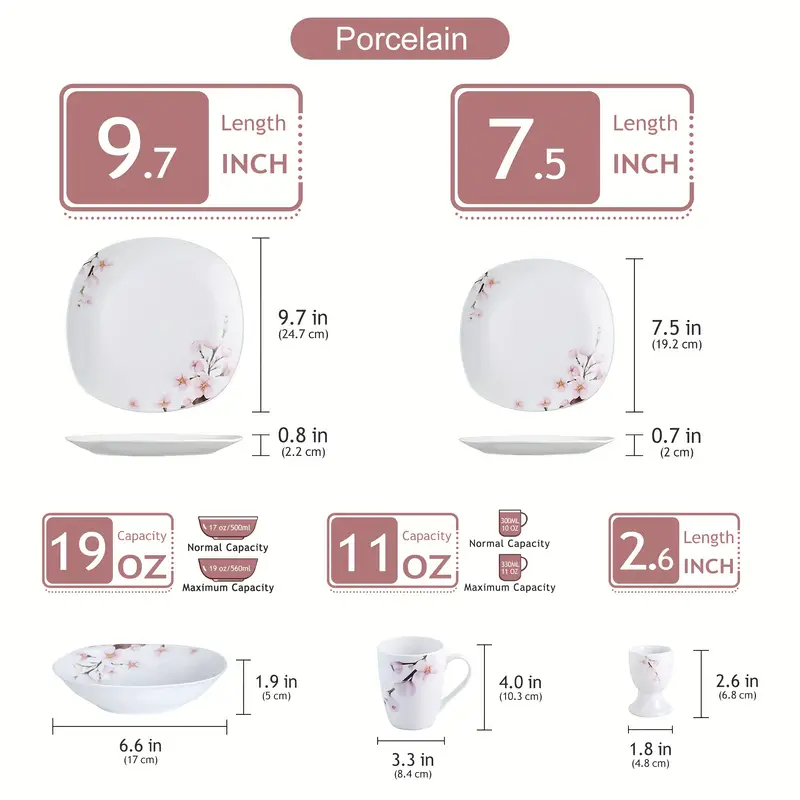 juego vajilla 20 piezas flores rosas en Temu