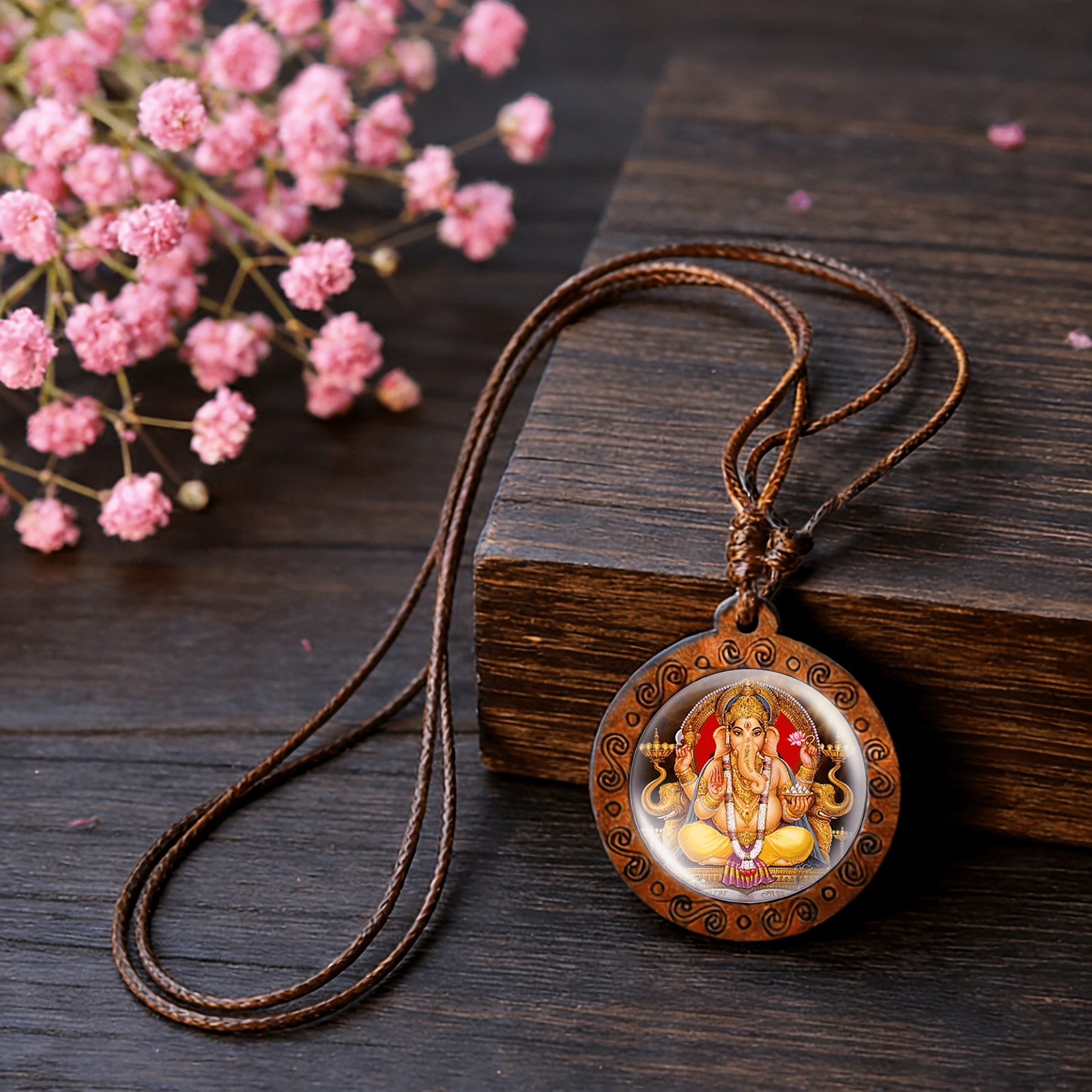 Handmade Elephant-Headed Retro Necklace with Gem Inlaid Pendant