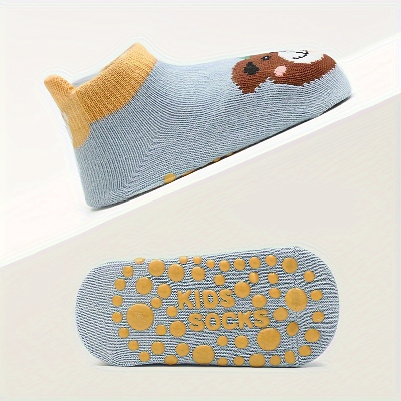 6 Pairs Baby Socks with Cute Cartoon Animal Patterns - Non-Slip Ankle Socks for Boys & Girls, Soft Breathable Fabric, Machine Washable, Spring/Fall Toddler Walking Socks for Indoor/Outdoor Play, Baby Socks, Playful Kids Footwear, Comfortable Kids Wear