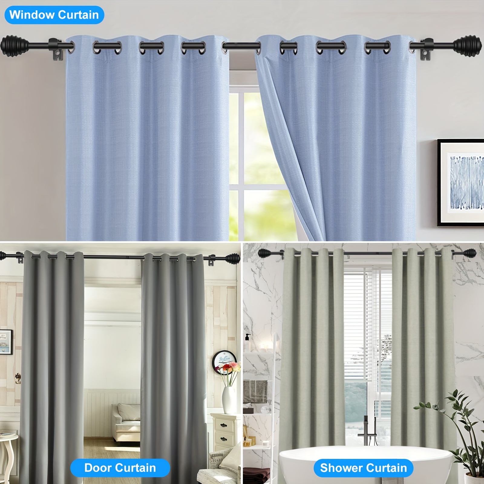 Heavy Duty Curtain Rods Windows 85 Black Curtain Rods - Temu