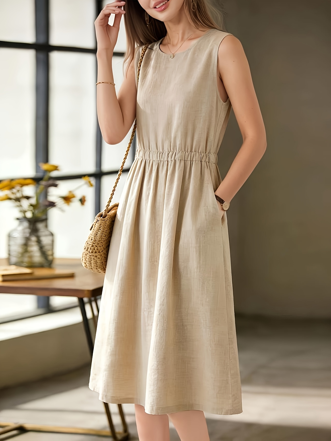 blue dress white embroidery Relev Fashion