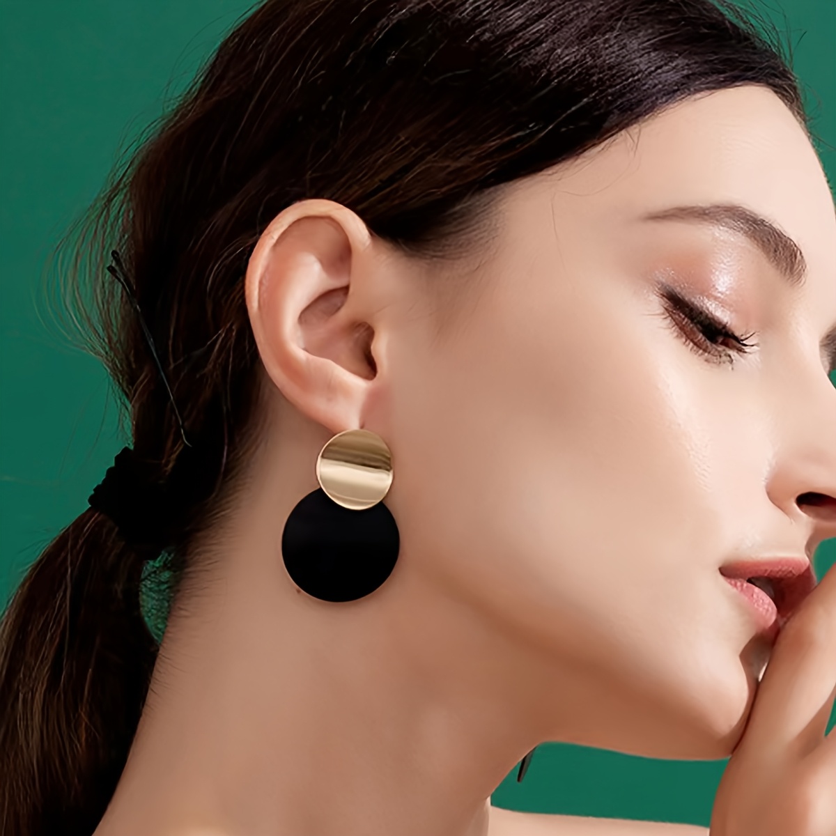 TEMU 1 Par de Pendientes Geométricos de para Mujer, Diseño Patchwork Bohemio, Elegantes y de