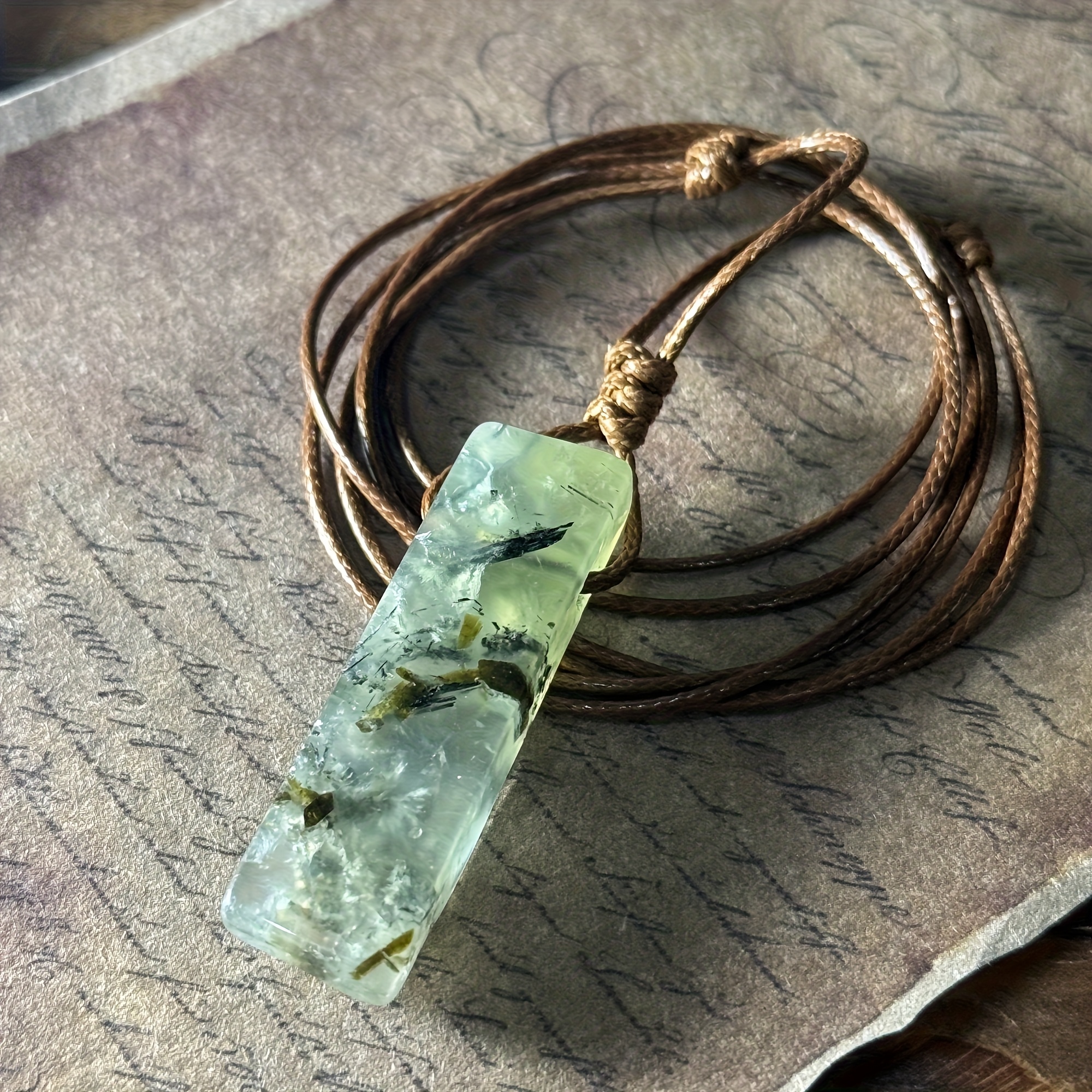 1pc Irregular Natural Stone Pendant, Bohemian Style Geometric Stone Pendant Necklace, Adjustable Woven Rope, Suitable For Daily Wear, Valentine's Day, Father's Day Gift