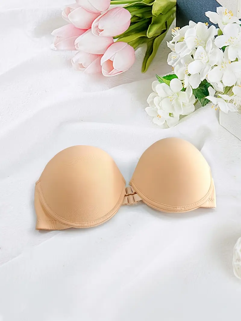 strapless push up bra for backless dress Niidor, Strapless Sticky Bra, C, Beige, Reusable Backless Dress Wear