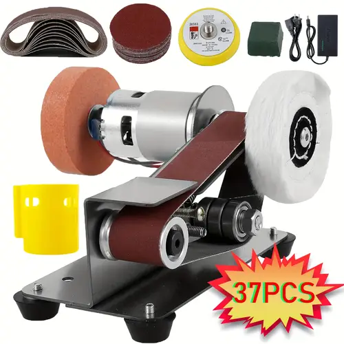 3 in 1 mini belt sander knife sharpener versatile electric tool for sharpening sanding polishing ideal for kitchen hunting woodworking crafts 20 belts accessories more