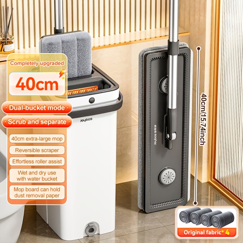Hands Mop And Bucket Set Choose 33 Cm Self Cleaning With 4 Washable Pads Extended Handle For Hardwood Tile Laminate Floors