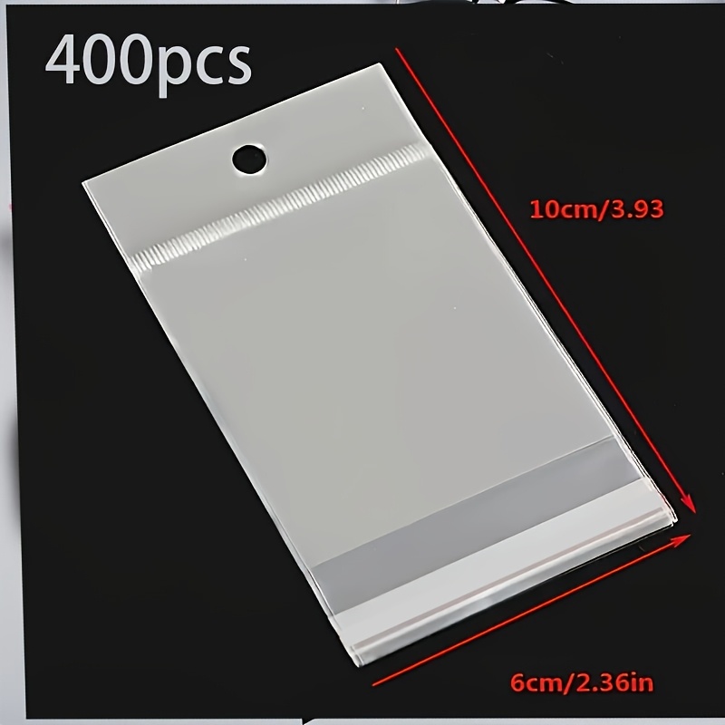 TEMU 400pcs Transparent Self Sealing Plastic Bags - Durable Opp Material With Hanging Function, Very Suitable For Small Businesses, Jewelry Packaging