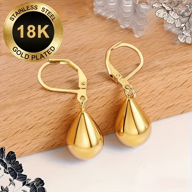 Women's 18K Golden-Plated Teardrop Long Drop Earrings