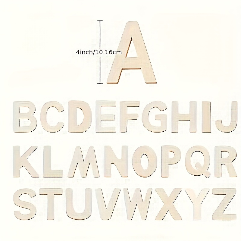 Image of 52pcs Wooden Letters Wood Alphabet Letters For Crafts Wood Letters Sign Decoration Wood Letters For Painting Wall Decor Letter Board