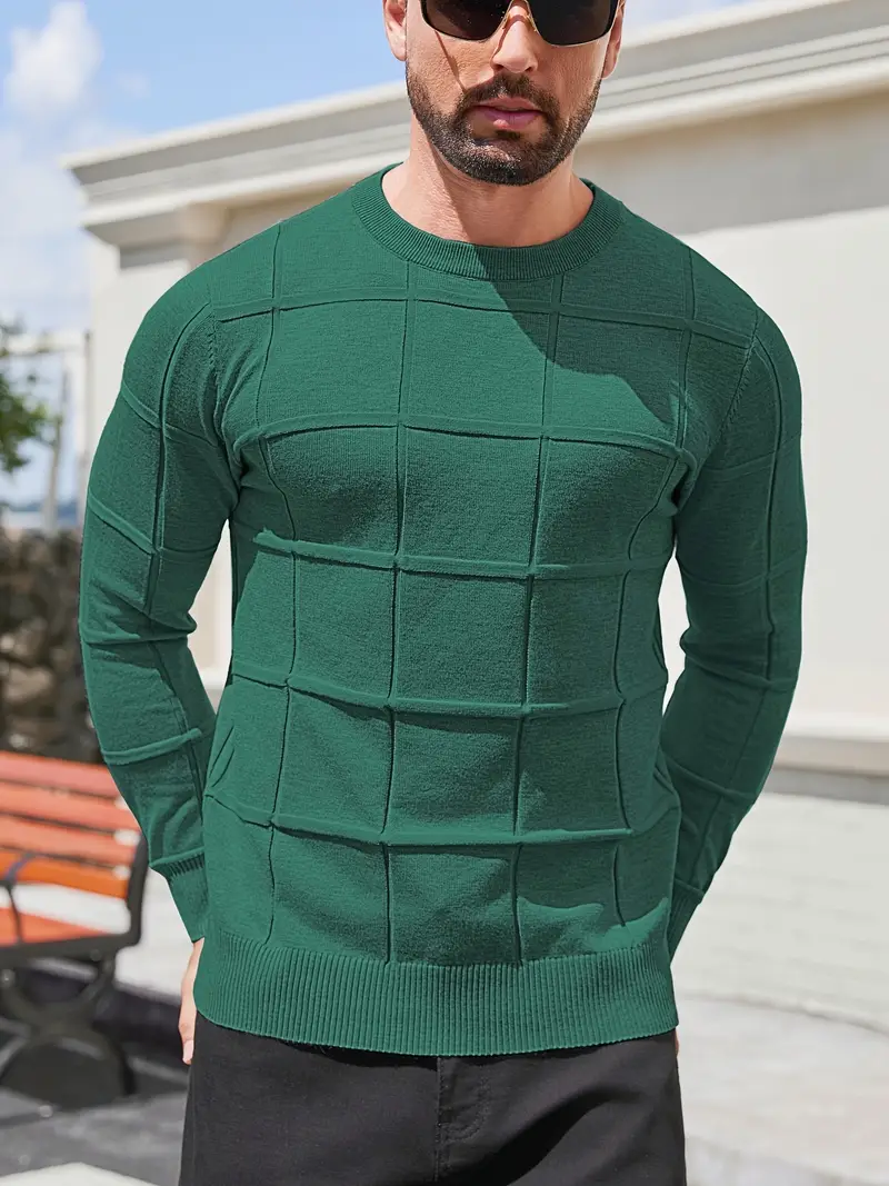 mens heavyweight 100 polyester sweater solid grey round neck long sleeve pullover with h shape silhouette ribbed neckline machine washable casual formal wear durable everyday layering essential Product details 29