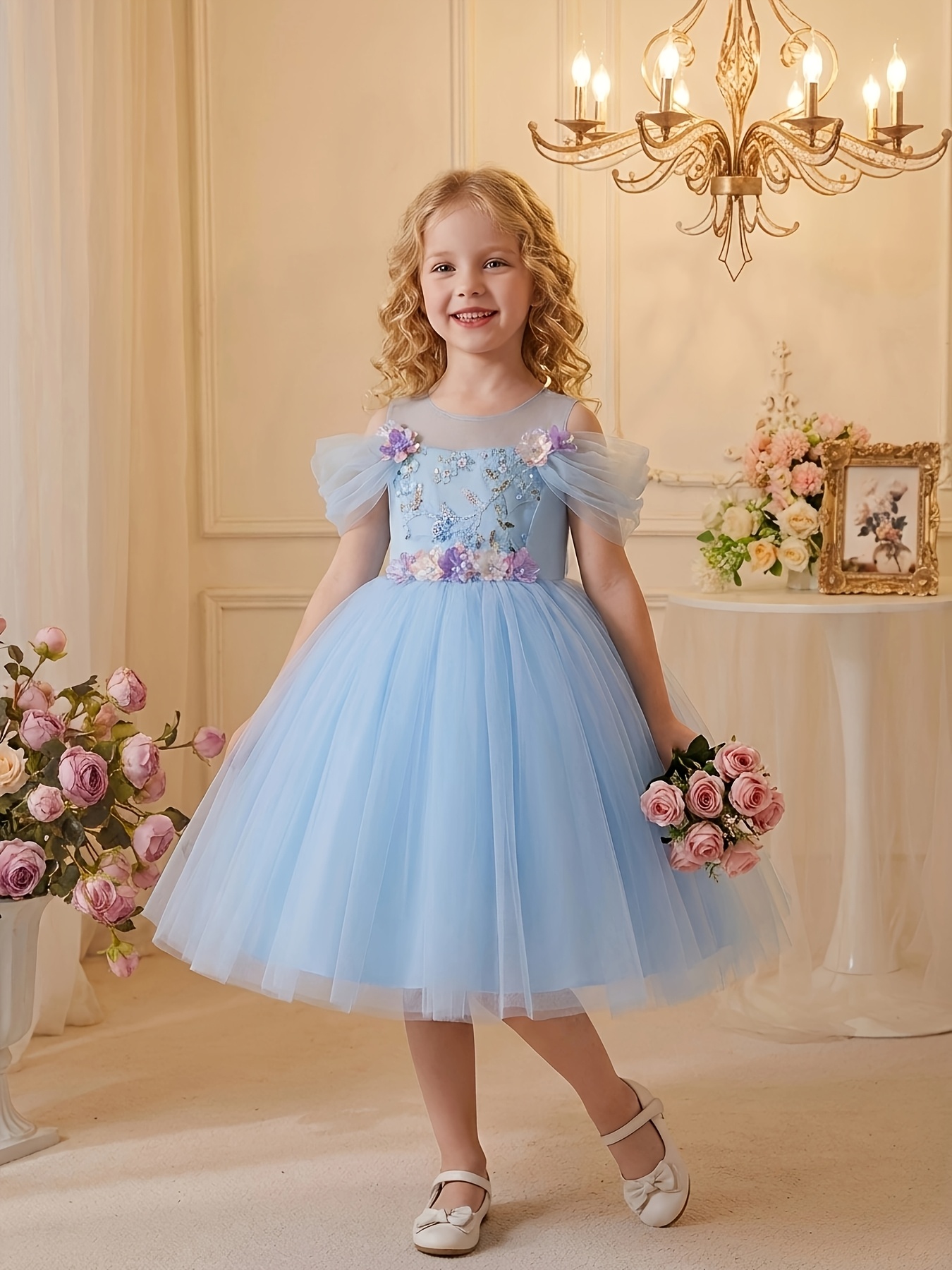light blue princess dress 18 Months Key Features Ocean Blue Strapless Sparkle Beads