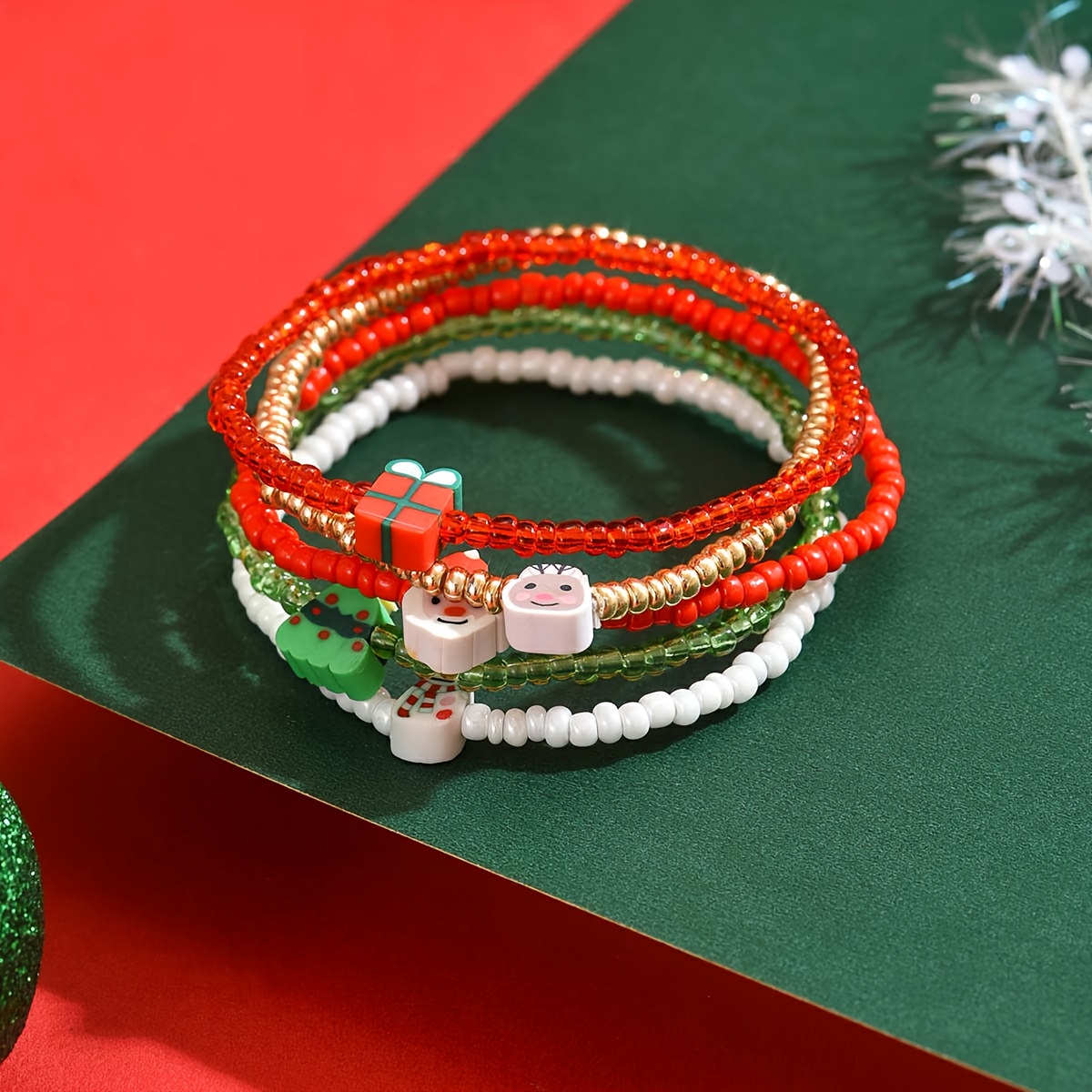 5pcs Bohemian Stretchable Elastic Handmade Beaded Bracelet Set