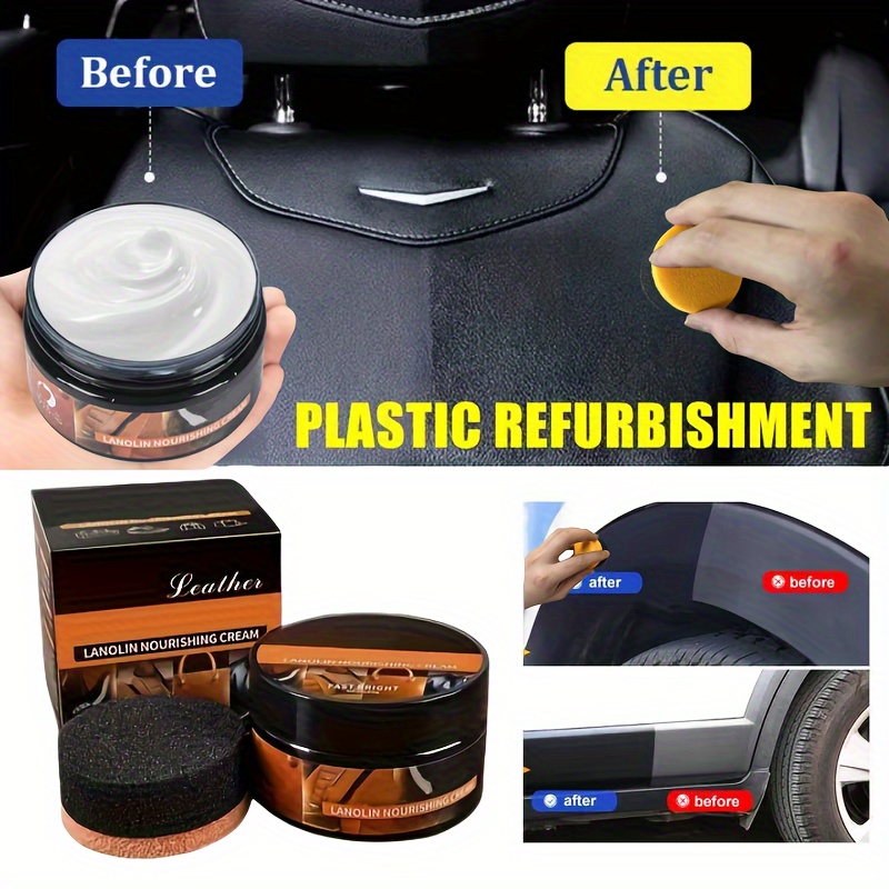 

1pc 100ml Car Leather Plastic Nourishing Repair Wax Restore Original Gloss Plastic Leather Parts Refurbishment Cream With Sponge Long Lasting Coating