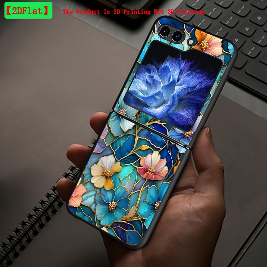 TEMU Coque de téléphone : Coque arrière rigide avec pétales de couleur délicats plats 2D pour for Samsung for Galaxy ZFLIP7 Z Flip 7 6 5 4 3 Z Flip