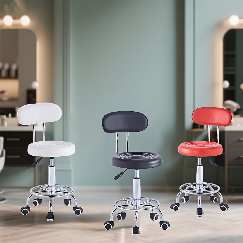 Taburete Hidráulico Ajustable para Salón de Belleza con Respaldo, Ruedas Giratorias de 360 Grados, Ideal para Terapeutas, Peluquería, Masajes, Arte de Uñas, Tatuajes, etc