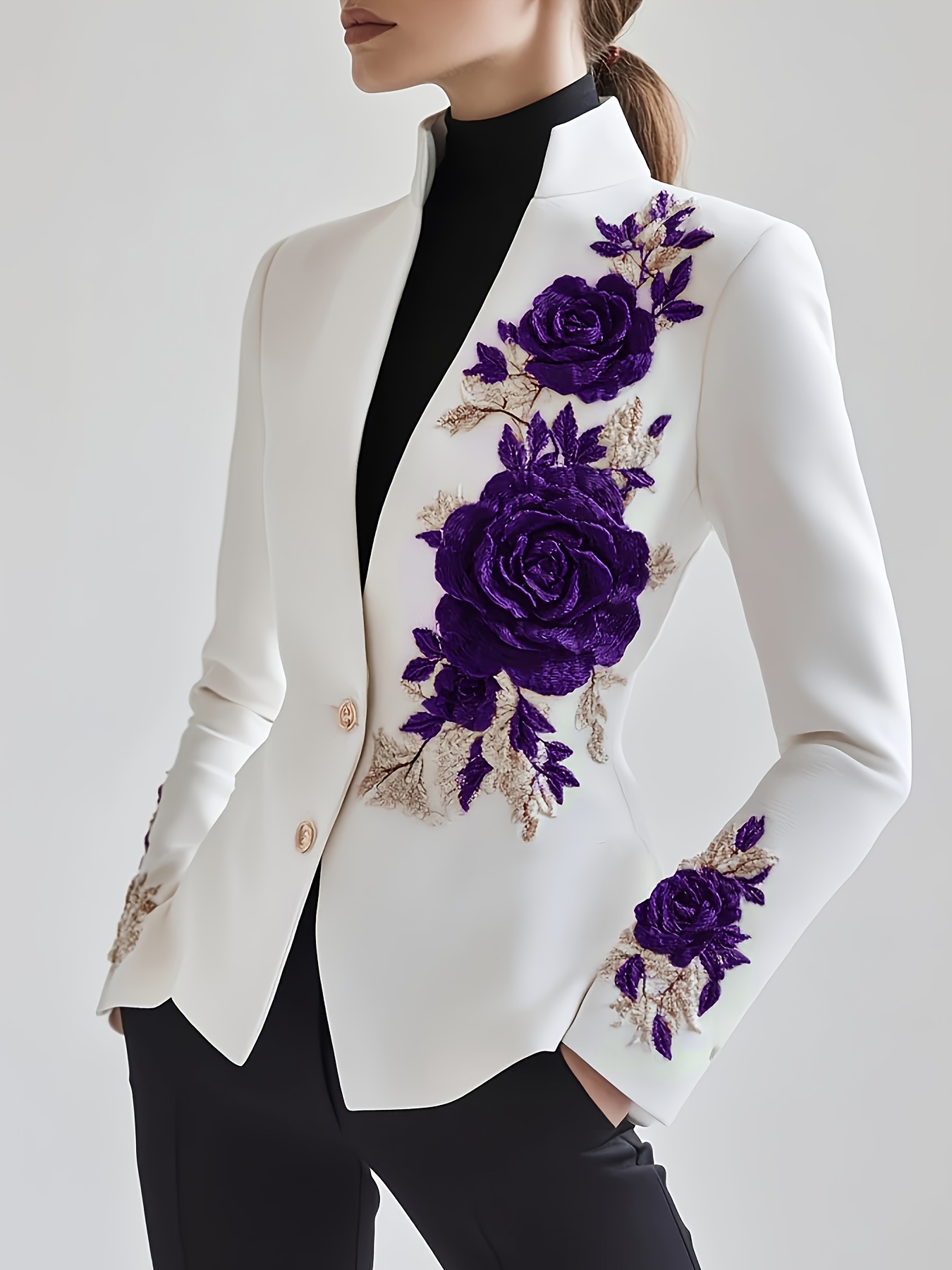 Ameri【新品未使用タグ付き✨】ROSE EMBROIDERY JACKET Ameri（アメリ）の「ROSE EMBROIDERY JACKET（テーラード