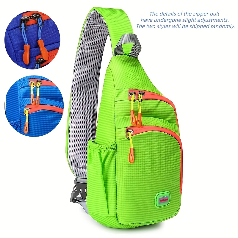 TEMU Chest Bag With Random Zipper Colors, Unisex, And Multi-pocket Functional Partitions For Carrying Different Supplies For Outdoor Sports. A Of