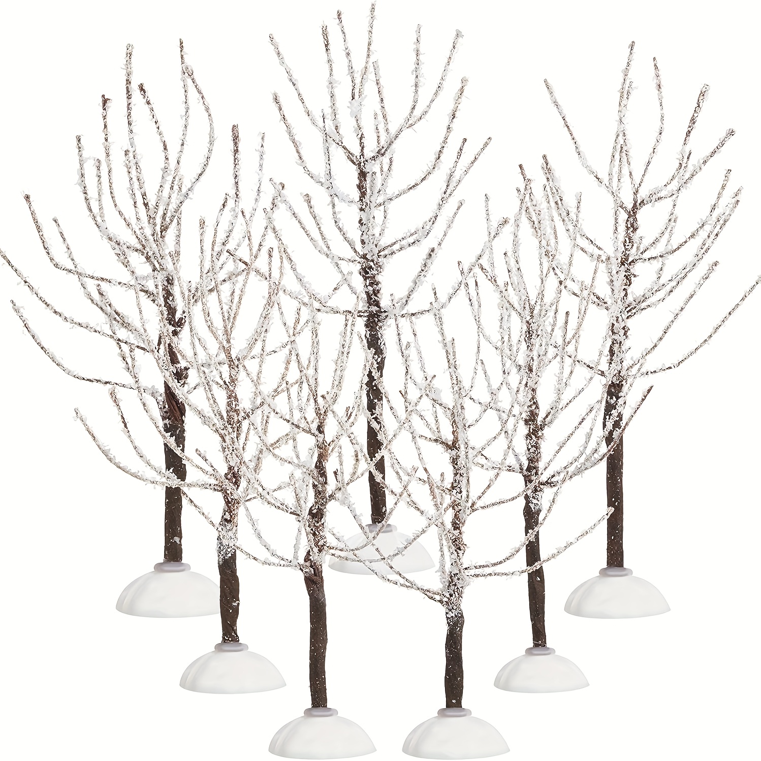 TEMU 7pcs Christmas Decor Trees Snow Covered Village Winter Snow Model Trees Sizes For Christmas Displays Fairy Tale Gardens Village Ads And Holiday